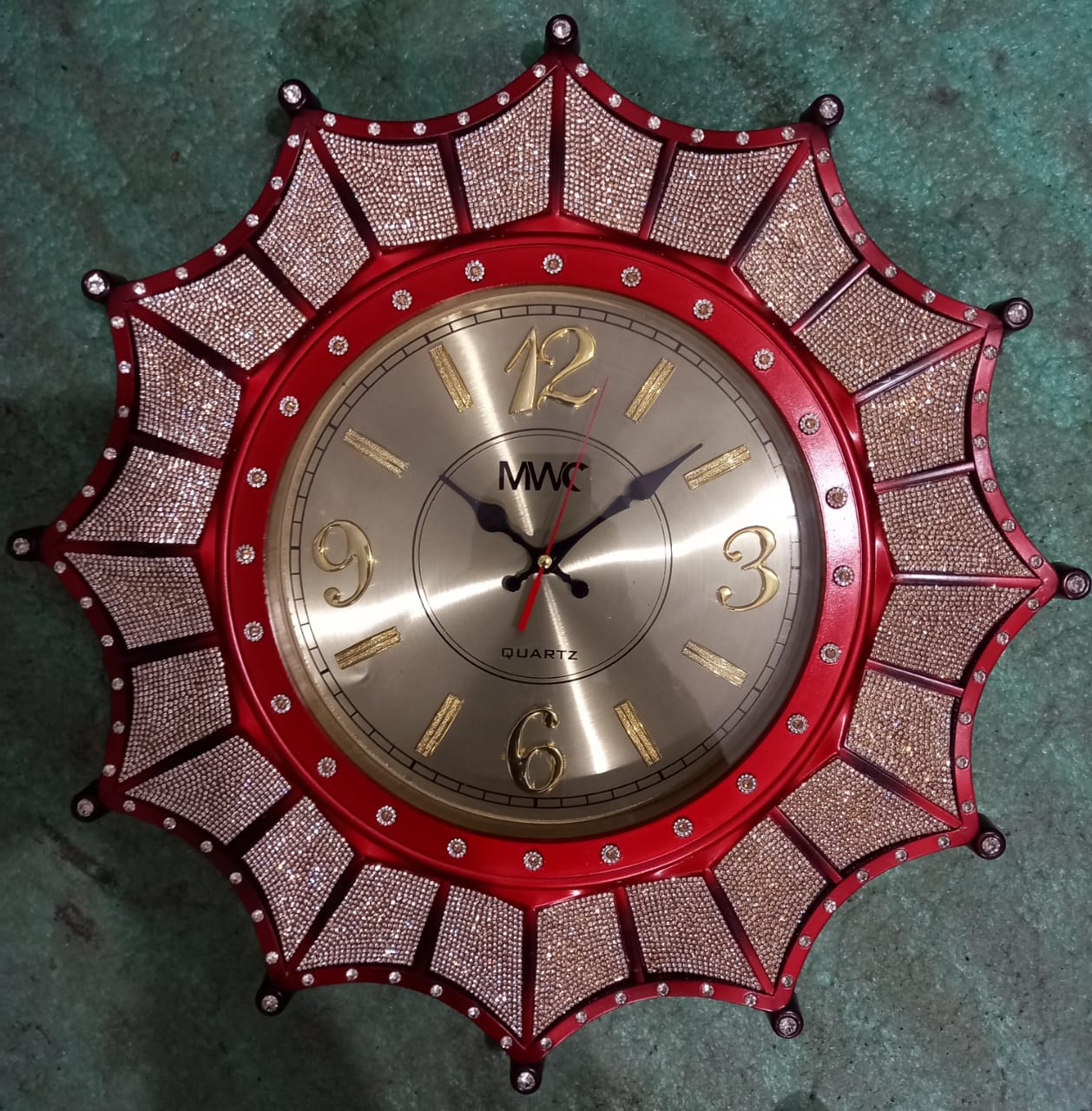 Decorative Wall Clock with Rhinestones.